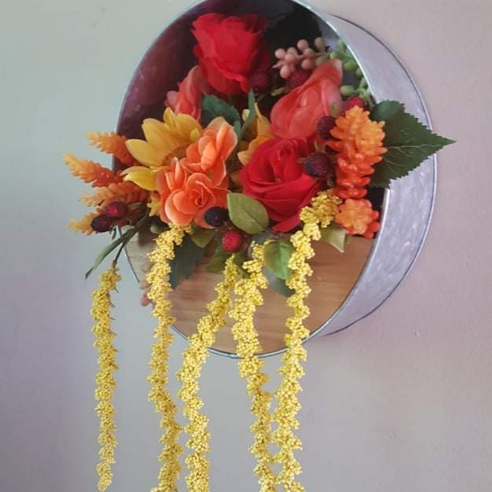 Succulent floral metal tin Handmade wall art